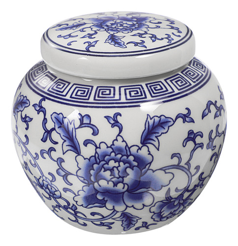 Tanque De Almacenamiento De Porcelana Azul Y Blanca Con Deco