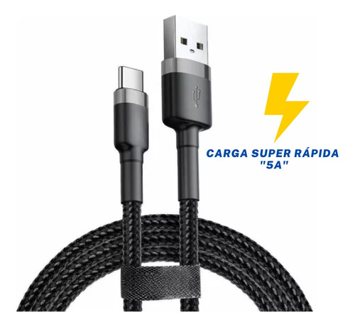 Cable Micro Usb Carga Rapida Celular Samsung Motorola 5a Color Negro