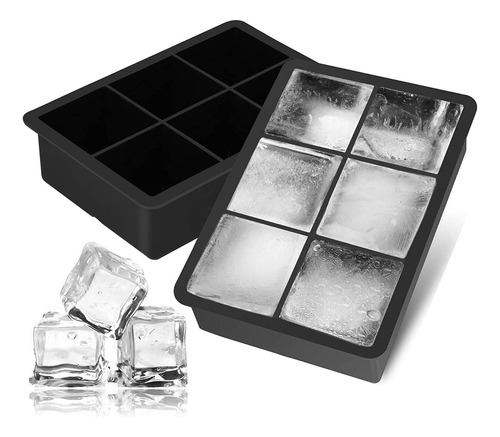 Forma De Silicone Gelo Cubo Grande 6 Cubos Preparo De Whisky Cor Preto