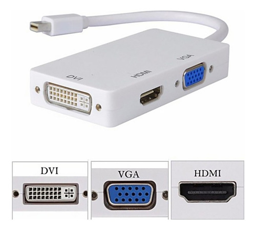 Convertidor 3 En 1 Mini Displayport A Hdmi/vga/dvi C/cable