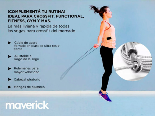 Imagen 3 de 8 de Speed Rope Soga Fitnes Entrenamiento Functional Maverick Gym