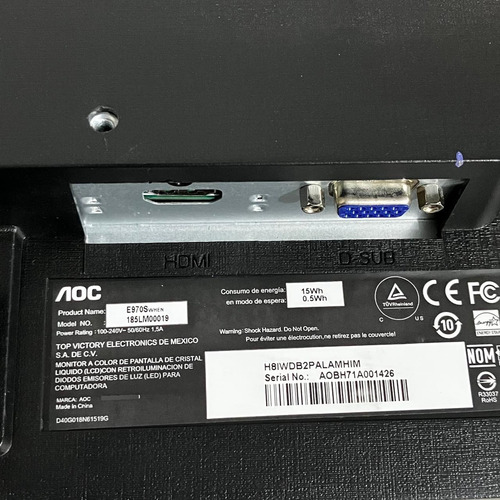 Monitor Aoc 18.5 , Modelo 185lm00019 Negro (Usado)