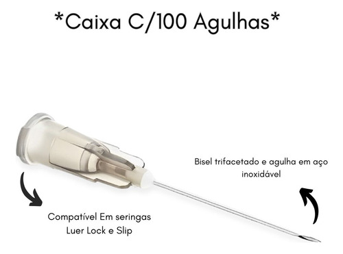 Aguja hipodérmica negra 30x0.7 mm Cx 100 Un