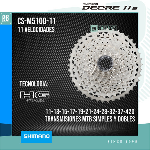Imagen 2 de 4 de Piñon Bicicleta Shimano Cs-m5100 Deore 11v. 11-42 - Racer Cantidad Máxima De Dientes 43 Cantidad Mínima De Dientes 11 Color Plateado