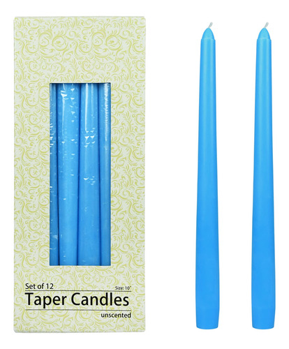 Zest Vela 12-piece Taper Velas, 25,4 cm), Color Azul Claro