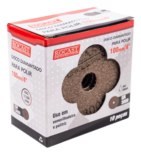 Disco Diamantado P/ Polir 4'' Gr 3000 10un (545,0007) Rocast