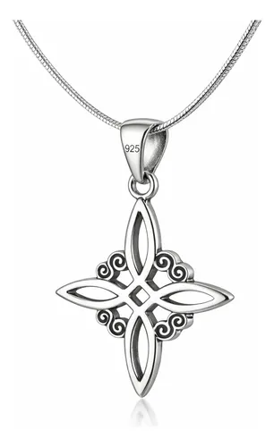 Nudo De Brujas Celta Dije De Plata Protección 925 Cadena