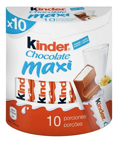  Ferrero Kinder barra chocolate con leche maxi pack 10 con 21g cada una