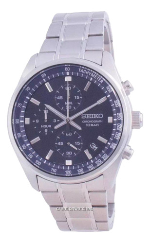 Seiko Reloj Cronógrafo Ssb3 Plateado Azul Hombre 