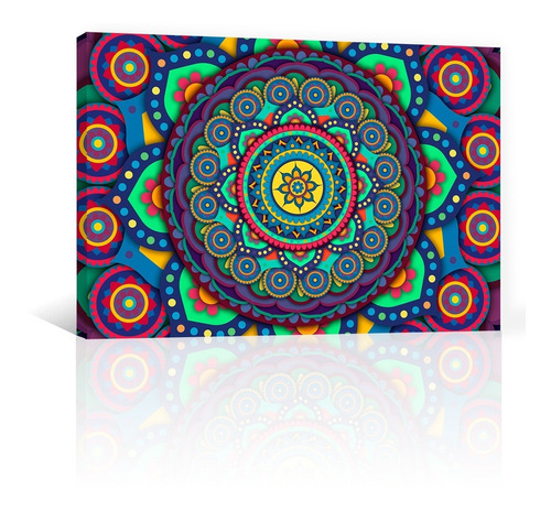 Cuadro Decorativo Canvas Mandala Tradicional Hindu Violeta