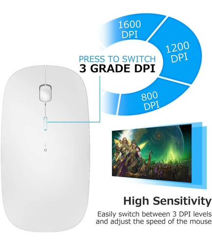 Imagen 7 de 7 de Ratón Inalámbrico Usb Recargable 2.4g Wireless Mouse