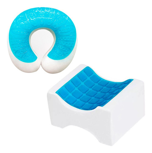 Almohada De Cuello Cervical + Cojin Para Piernas Con Gel