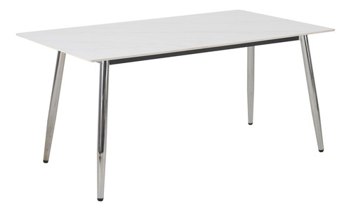 Juego Comedor Bulnes Neolith Cromo 120 + 4 Sillas Panama Gris Oscuro Chenille