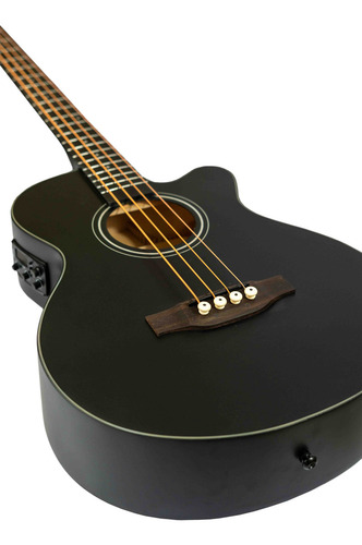 Bajo Bamboo electroacustico negro 40" con funda acabado mate 4 cuerdas orientación diestro