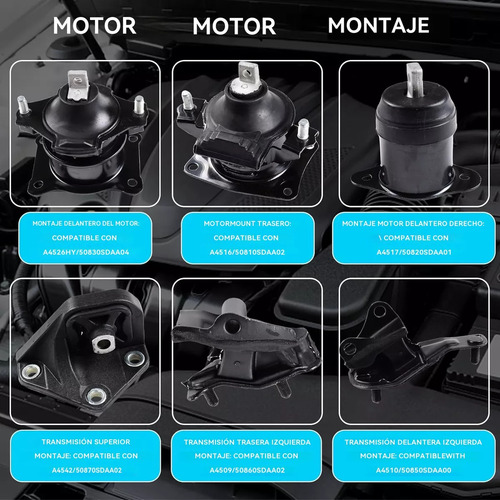 Kit 6 Soportes De Motor Honda Accord 2003-2007 2.4l Aut