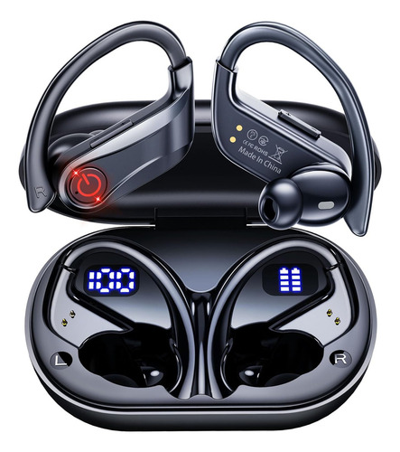 Gllai Q63 Audífonos Inalámbricos Bluetooth, Auriculares Deportivos,bluetooth 5.3, Hi-fi Estéreo Cascos,con Doble Led Pantalla Digital Y Micrófono De Cancelacion Ruido , Ip7 Impermeable,ai