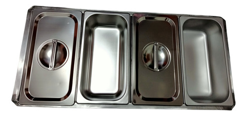 Baño Maria En Acero Inox. Para 4 Insertos Tercios Con Tapa