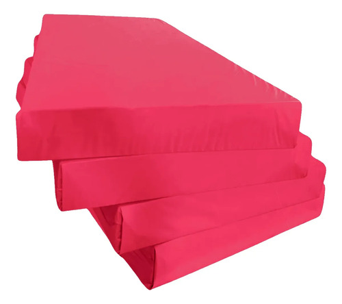 Kit 4 Colchões Solteiro D33 Geriátrico Impermeável 88x188x12 Cor Rosa