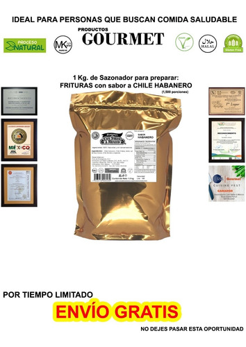 Especias Deshidratada Con Chile Habanero P/ Botanas 1kg Nat