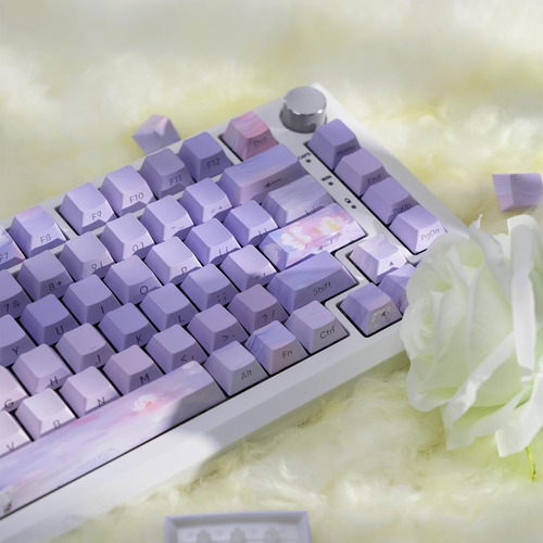 Pbt - Juego De Teclas Impresas En Color Morado Degradado Con