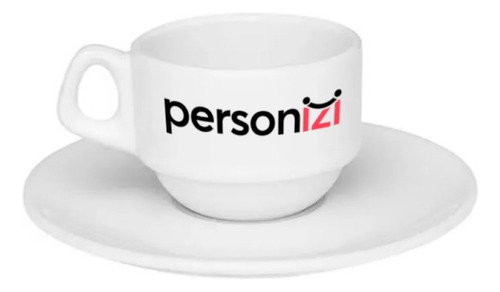 6 Xícaras Chá Cafezinho 75ml Com Pires Sublimação Porcelana