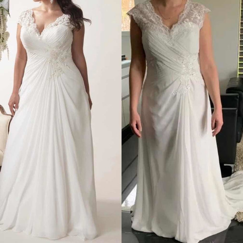 Promoção Plus Size Vestido De Noiva Evasê Drapeado Callista