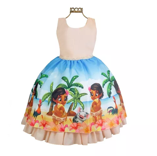 Vestido Festa Moana Baby Luxo Roupa Infantil Aniversário