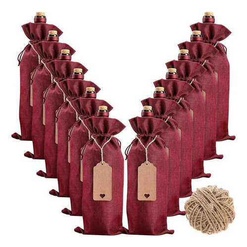 Bolsas De Vino De Arpillera, Bolsas De Regalo Para Vino, 12