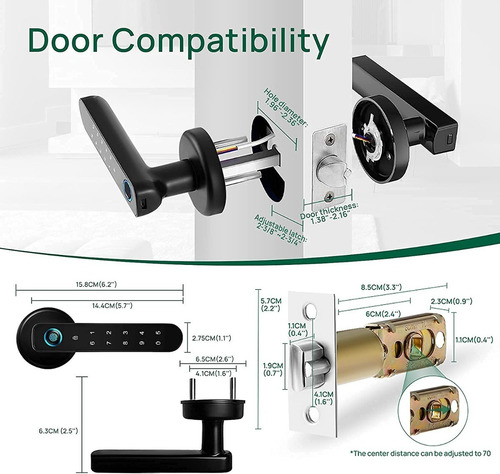Imagen 3 de 4 de Cerradura De Puerta Con Huella Dactilar