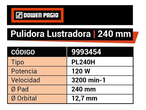 Imagen 5 de 7 de Pulidora Lustradora Roto Orbital Dowen Pagio 240mm 9993454