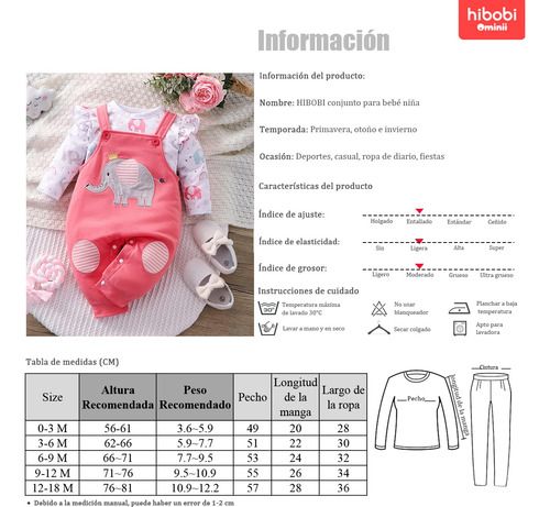 Conjunto Tierno De Algodón D Bebé Overol Rosa Con Elefantito