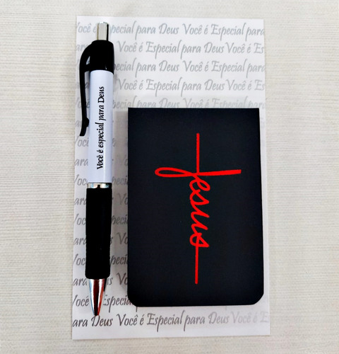 Kit Evangélicas Blocos Anotação + Canetas Fé Lembrancinhas