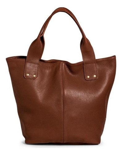 Bolsa Feminina Saco Couro Ombro Botões Estilo Clássica Cor Marrom