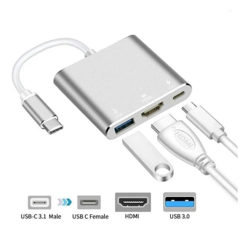 Imagen 3 de 8 de Hub Usb C Multipuertos Usb C - Hdmi - Usb 3.0 Marca Bcc