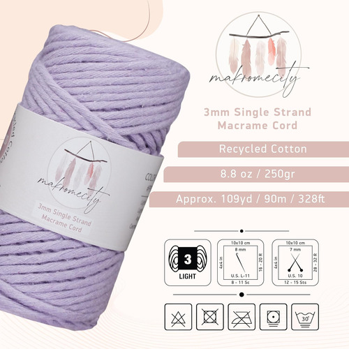 Cuerda De Macramé De 3 Mm X 100 M, Color Lila Y Macram...