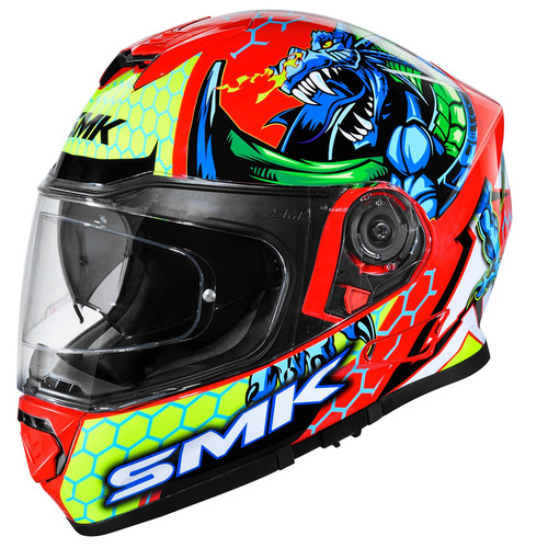 Casco Integral Smk Twister Dragon Doble Visor Pinlock Rojo Dragon Base S