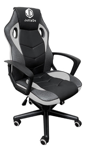 Silla De Escritorio Gamer Jd 615 Regulable Ergonomica Cuero Sintetico 5 Ruedas Negro Gris