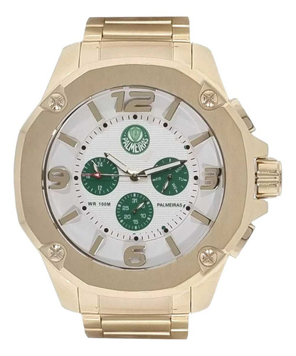 Relógio Masculino Sport Bel Palmeiras Sep-007-2 - Dourado Fundo Branco