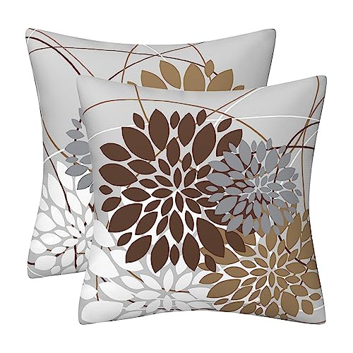 Funda De Almohada Dahlia Café De 18x18 Pulgadas, Set D...