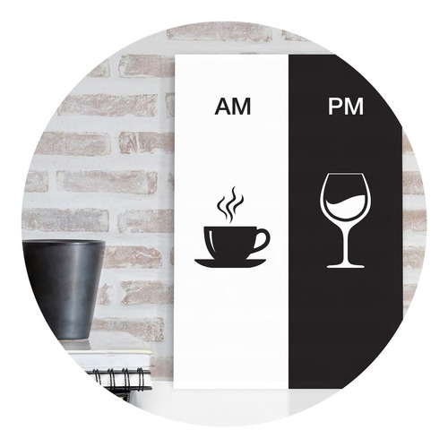 Imagem 1 de 4 de Placa Decorativa Vinho E Café Am/pm Minimalista 30x40cm
