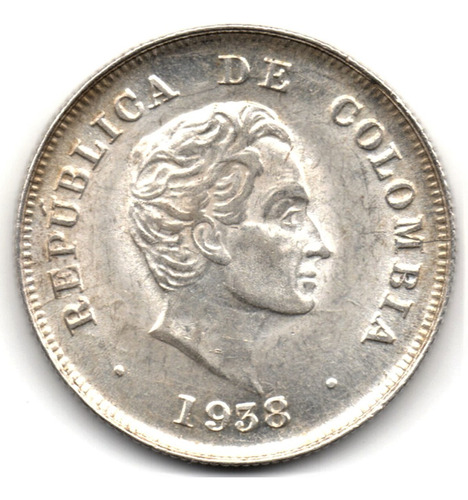 20 Centavos 1938/1 Bogotá Plata Sin Circular