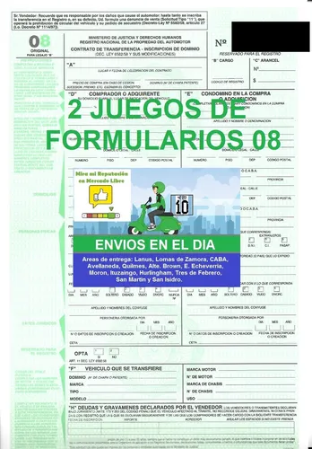 comprar 2 Formularios 08 Automotor Envio En El Día (verificar Zonas) comprar 2 Formularios 08 Automotor Envio En El Día (verificar Zonas)