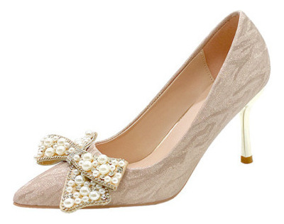 Zapatos De Mujer De Tacón Alto Con Lazo De Cristal 3/6/8cm