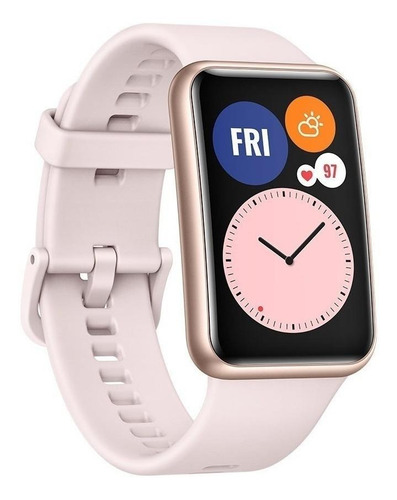 Imagen 2 de 7 de Huawei Watch Fit Active 1.64" caja de fibra polimérica rose gold, malla sakura pink de silicona TIA-B09
