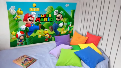 Fondo De Tela Super Mario Bros - Decoración Cumpleaños Candy