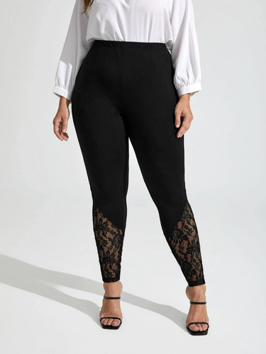 Calza Leggins Shein Unity Detalle Encaje Plus Size