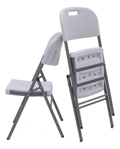 Silla Plegable Plástico Reforzado Eventos Fiestas 10piezas Color Blanco
