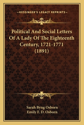Libro Political And Social Letters Of A Lady Of The Eight...