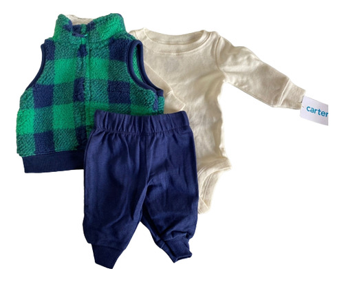 Carters Trio Chaleco Polar Recien Nacido Varon Bodu Pantalon