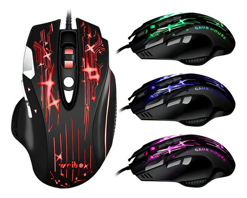 Mouse Gamer Premium Wb912 Usb 8 Botones 3200 Dpi Colores Rgb